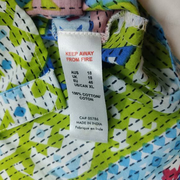 Orientique Naturally Australian Colorful Boho Geometric Artsy Eclectic Blouse XL - Picture 8 of 13